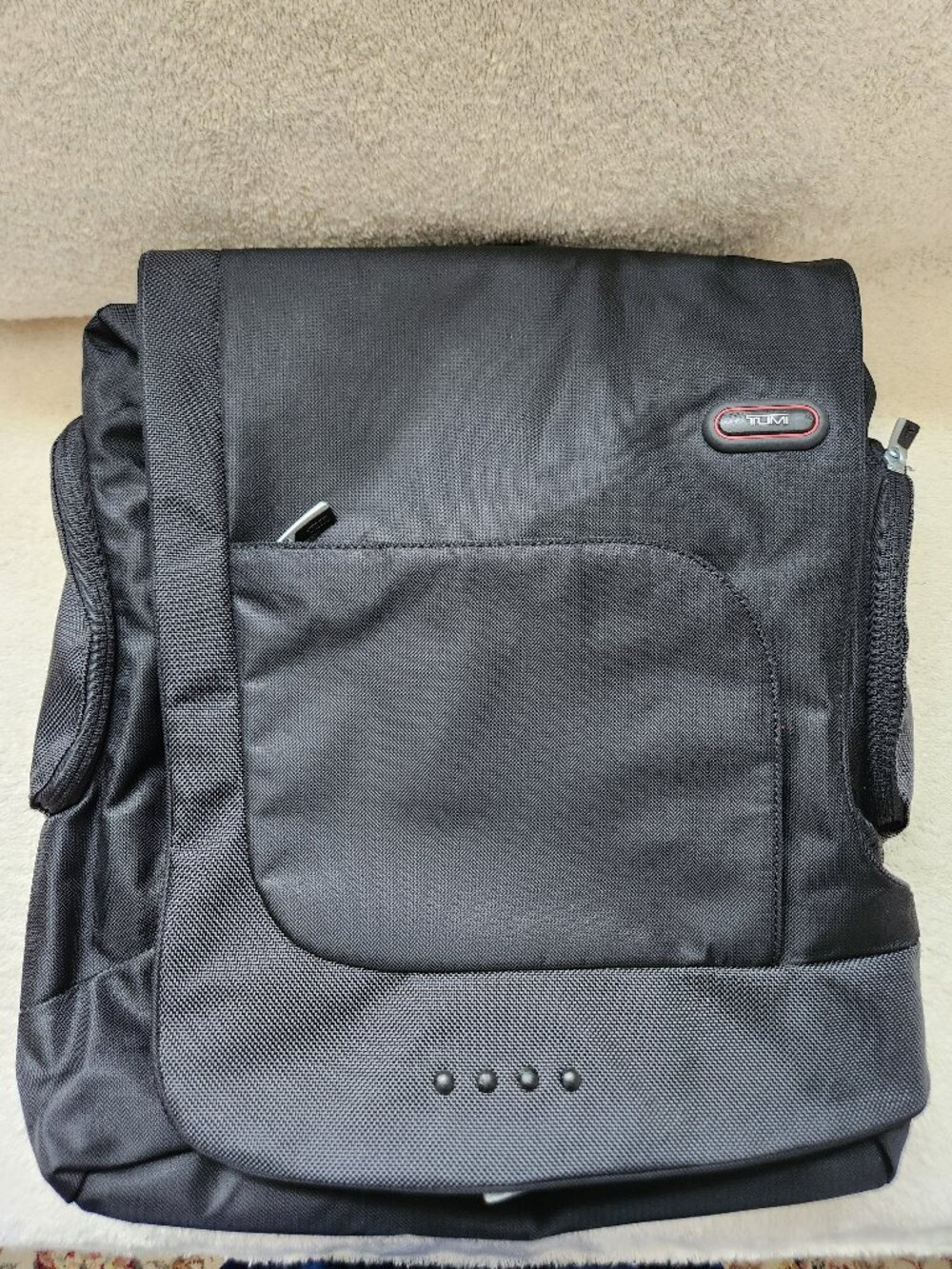 Tumi Laptop Backpack Expandable with Strap, Black Ballistic Nylon